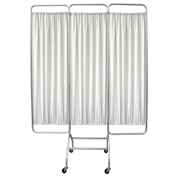 3 Section Mobile Screen Frame with Casters in Frost
